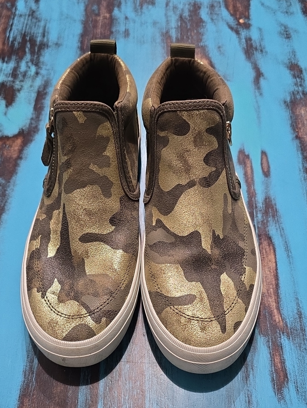 Sperry Top Sider Olive Green Camo Slip-On Sneakers